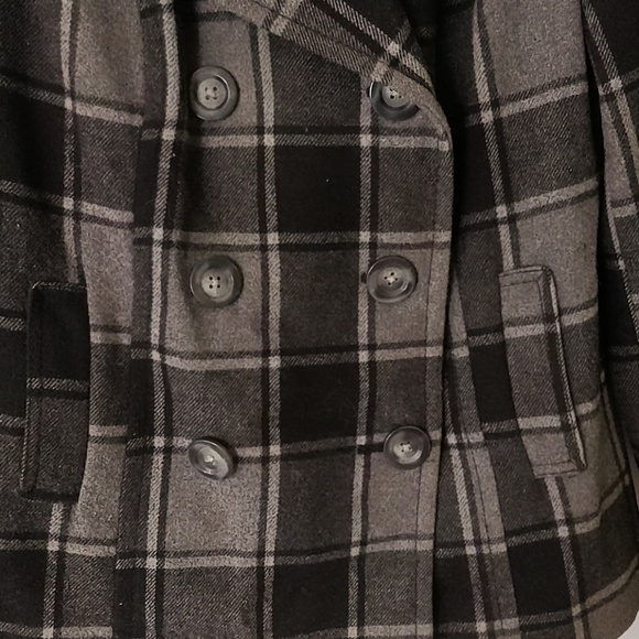 Old Navy Plaid Pea Coat - Picture 2 of 7